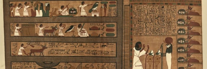 Fiestas del Antiguo Egipto Ilustración de rituales y ofrendas en festivales del Antiguo Egipto, con sacerdotes, animales sagrados y jeroglíficos.